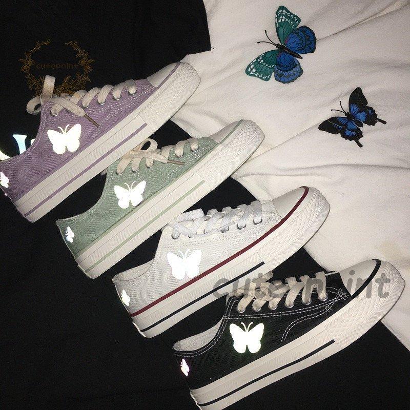ズック靴 レディースシューズ 春夏 スニーカー 蝶 反射 夜光 フラットシューズ ズック レディーススニーカー 40代 スリッポン 厚底靴 歩きやすい 美脚 可愛い Cx0415 Fhxz181 Cute Point 通販 Yahoo ショッピング