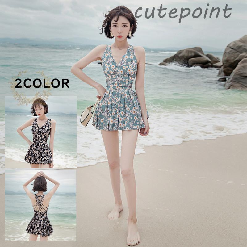 水着レディース 体型カバー 水着 ワンピース型 ショートパンツサロペット水着 花柄 激安 超特価 可愛い ママ水着 スイムウェア 大きいサイズ 韓国風 40代