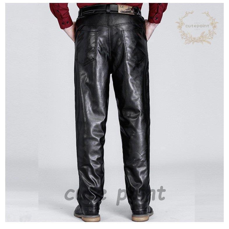 レザーパンツ メンズ 革パンツ ライダースパンツ 裏ボア 裏起毛 皮パン