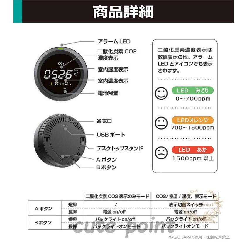 二酸化炭素濃度計 ＣＯ2濃度計 コンパクト 小型 携帯便利 空気質測定器 新型コロナウィルス対策 CO2濃度測定器 リアルタイム監視 温度 濃度測定｜cutepoint｜19