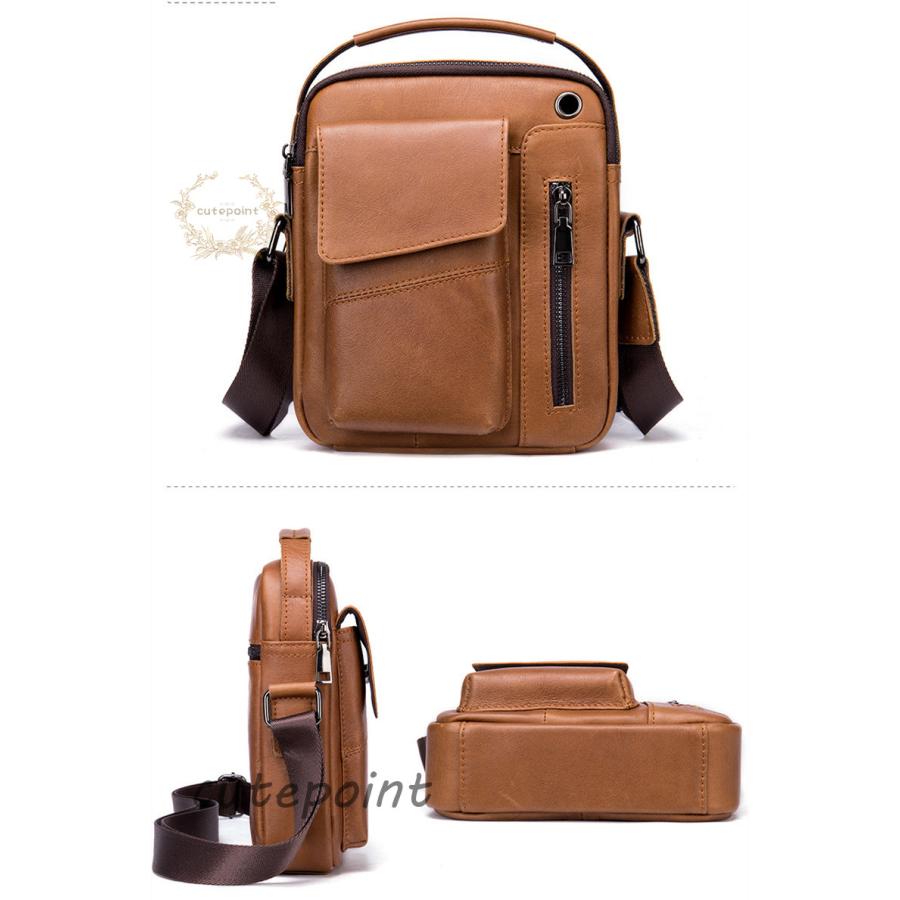 ショルダーバッグ 本革バッグ レトロ風 縦型 メンズ ビジネス