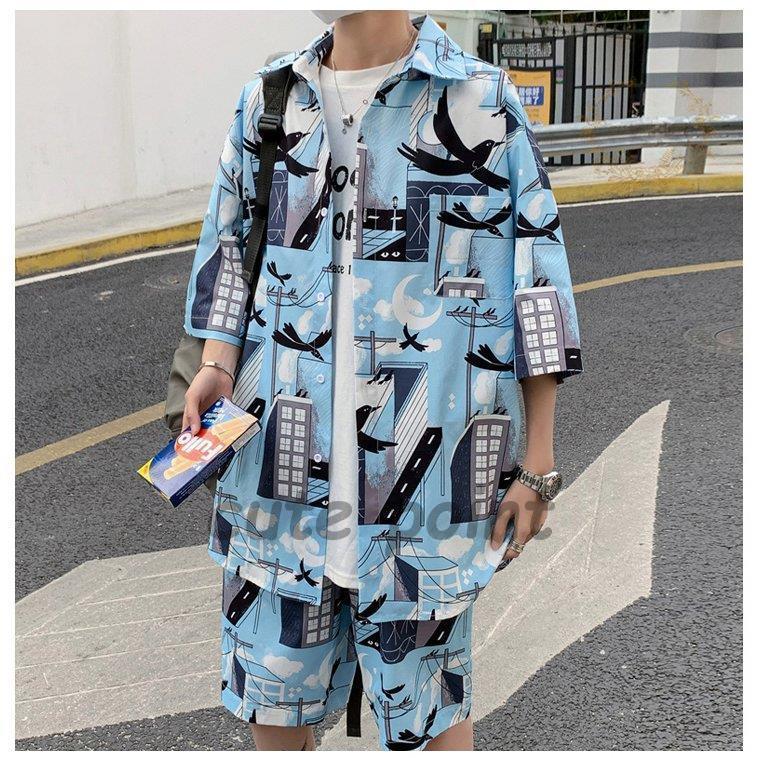 セットアップ メンズ 半袖 アロハシャツ 上下セット 総柄 11色 半袖