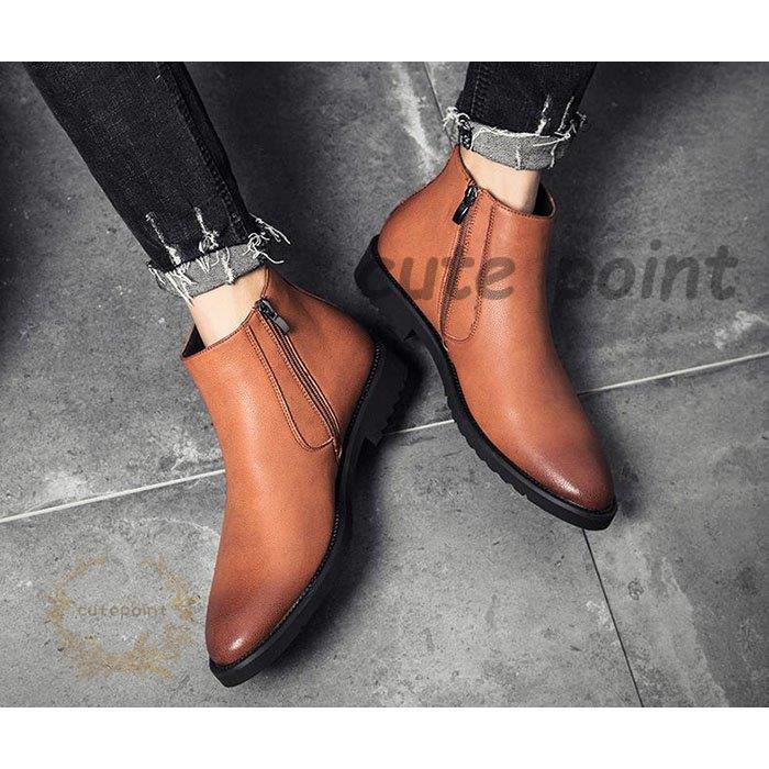 ワークブーツ メンズ ショートブーツ ハイカット レースアップシューズ