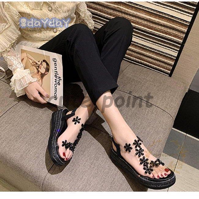 [新品未使用] 厚底サンダル　楽ちん　美脚　脚長効果抜群 サンダル 厚底 レディース ウェッジソールサンダル 花柄 サマー