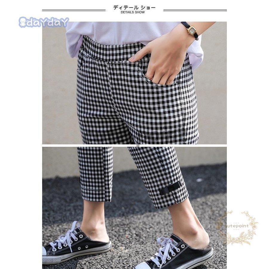 カジュアルパンツ チェック柄 9分丈パンツ レディース パンツ