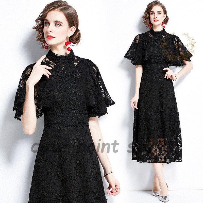 パーティードレス 大きいサイズ ロング丈 結婚式 40代 袖あり 半袖