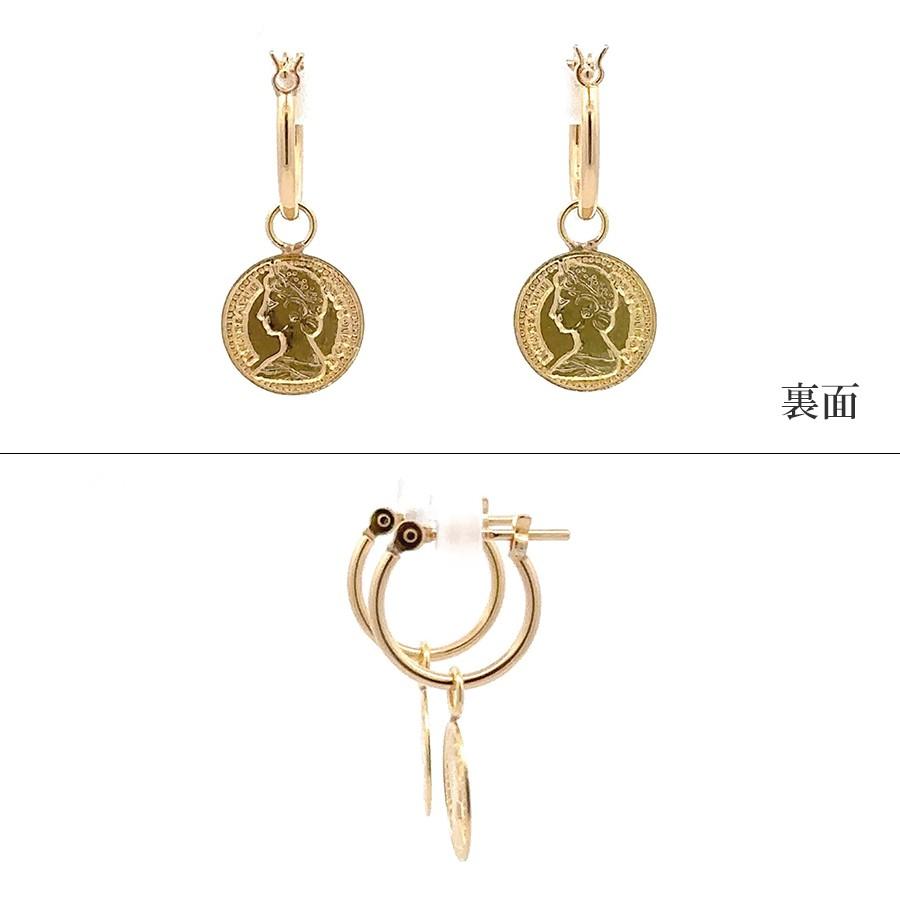 K18 フープ エリザベス チャーム ピアス 太さ1mm 直径10mm 18金 YG 18K 