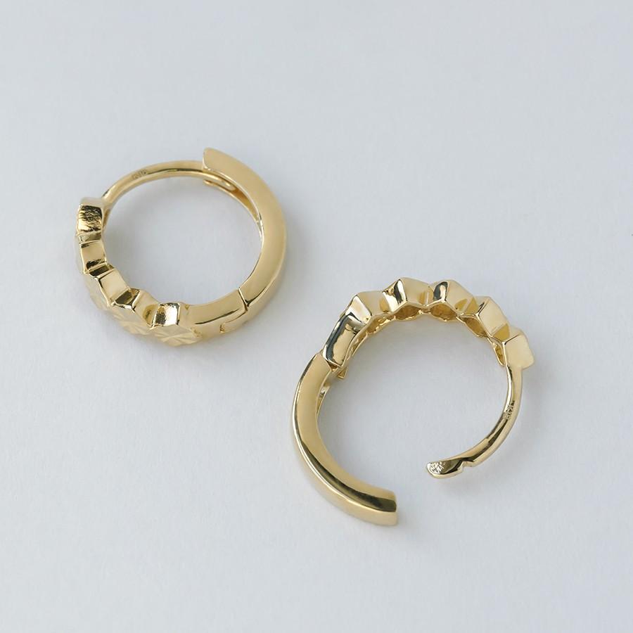 K18 フープピアス 中折れ カット 18金 18K ペア ユニセックス