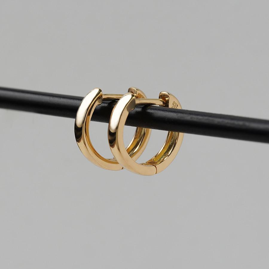 K18フープピアス 中折れ式 18金 2.4mm×12mm 18k イエローゴールド ペアの画像