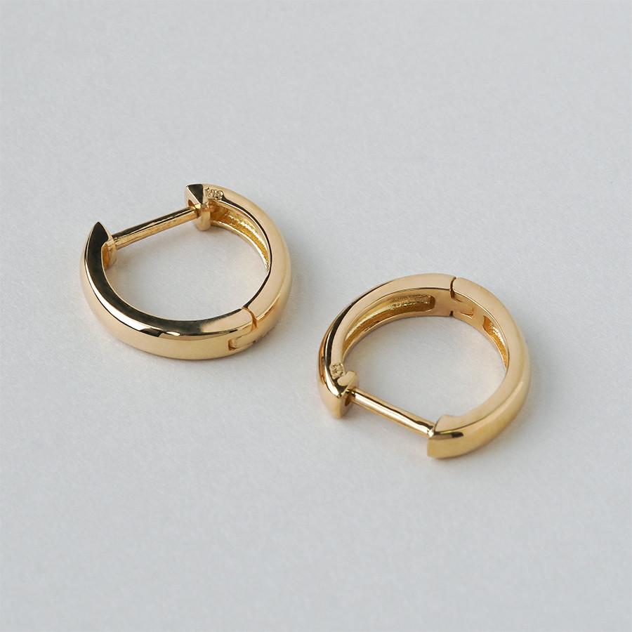 K18フープピアス 中折れ式 18金 2.4mm×12mm 18k イエローゴールド ペアの画像