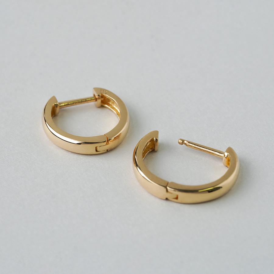 K18フープピアス 中折れ式 18金 2.4mm×12mm 18k イエローゴールド ペアの画像