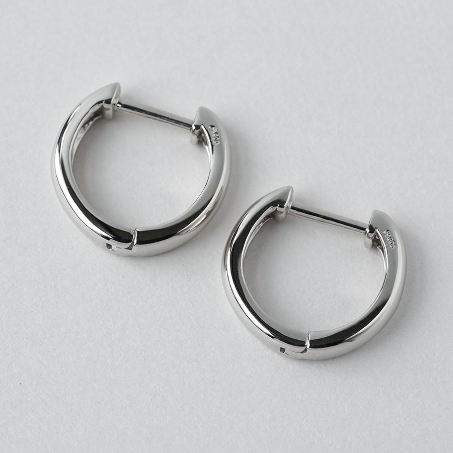 Pt900フープピアス 中折れ式 プラチナ 2.4mm×12mm プラチナ900 ペアの画像