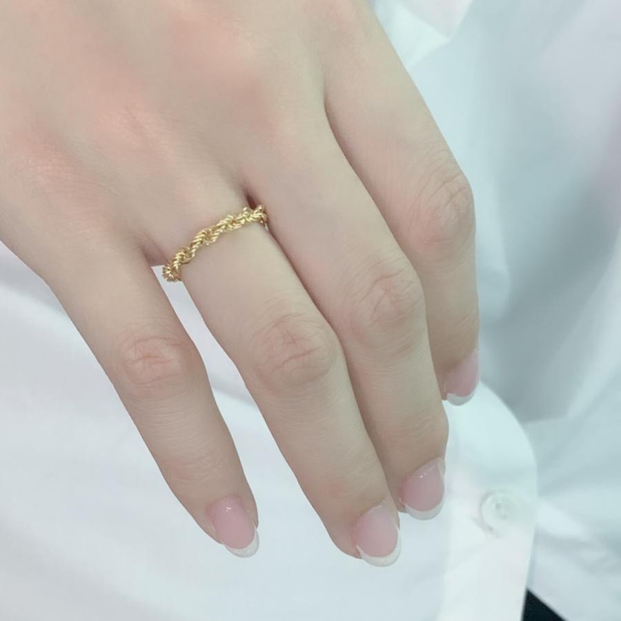 K18 チェーンリング ロープチェーン ロープリング 18金 指輪 金属アレルギーの画像