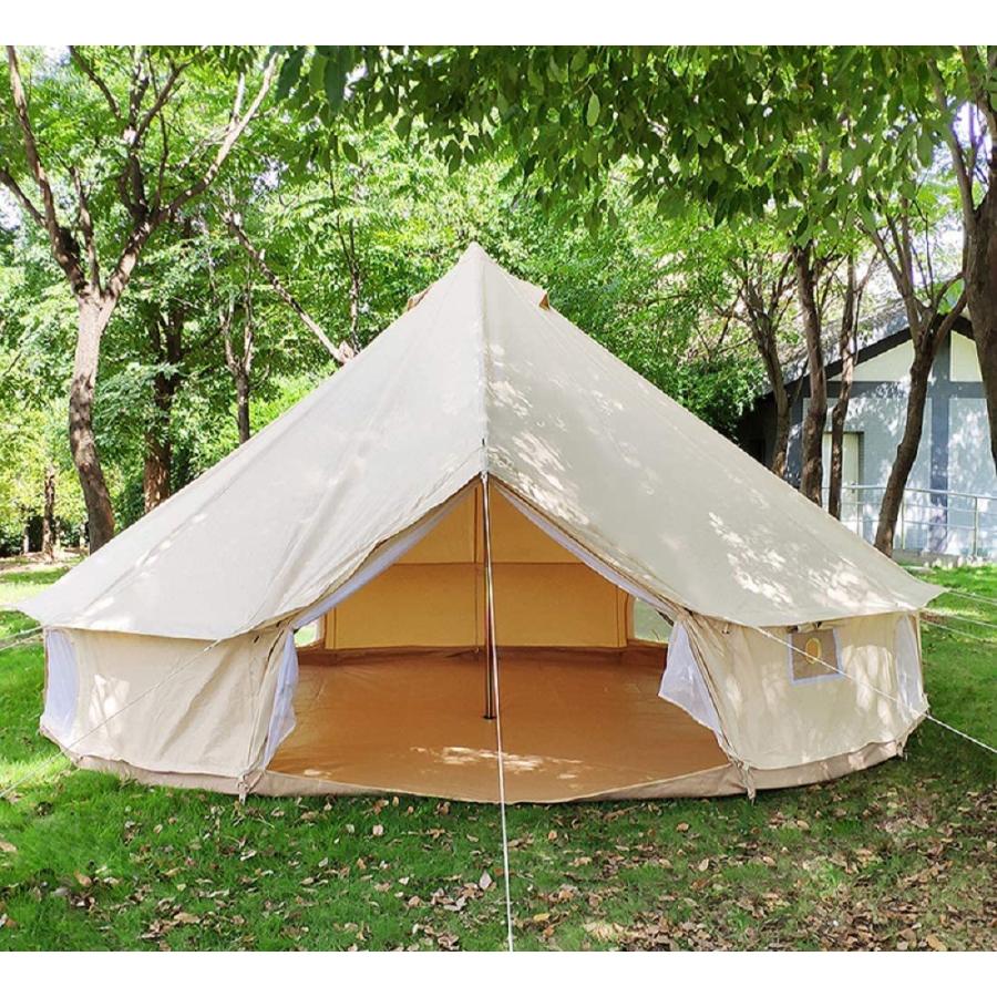 家族旅行パーティーやハンティングキャンプ用パオテント用の屋外キャンバス防水ベルテント4シーズンテント (直径5メートル) テント部品、アクセサリー
