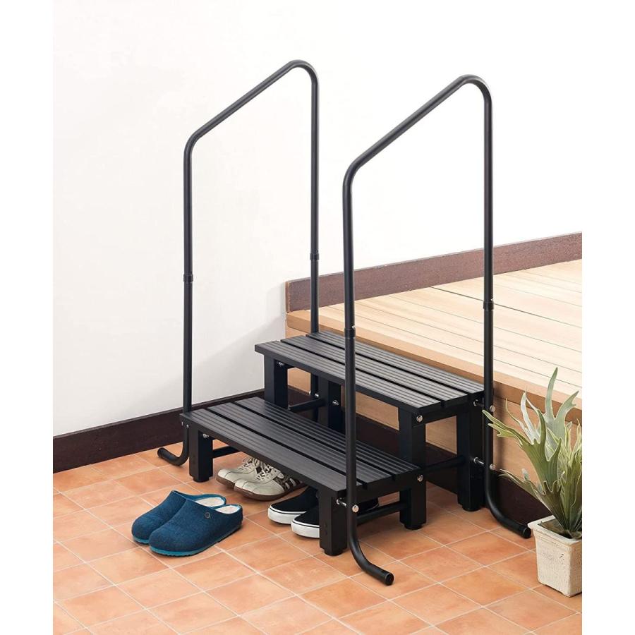国内配送 武田コーポレーション 踏み台 階段 段差解消 ブラック 105 53 119 手すり付きアルミステップ台2段 Tal 2 2 送料無料 Atempletonphoto Com