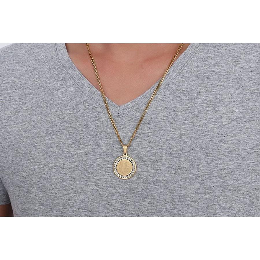 Rockyu ブランド 真経 ネックレスメンズ ゴールド 人気 メダルペンダント 丸形 金 お守りネックレス アンティーク風 仕上げ アレル 000 Cutestore 通販 Yahoo ショッピング