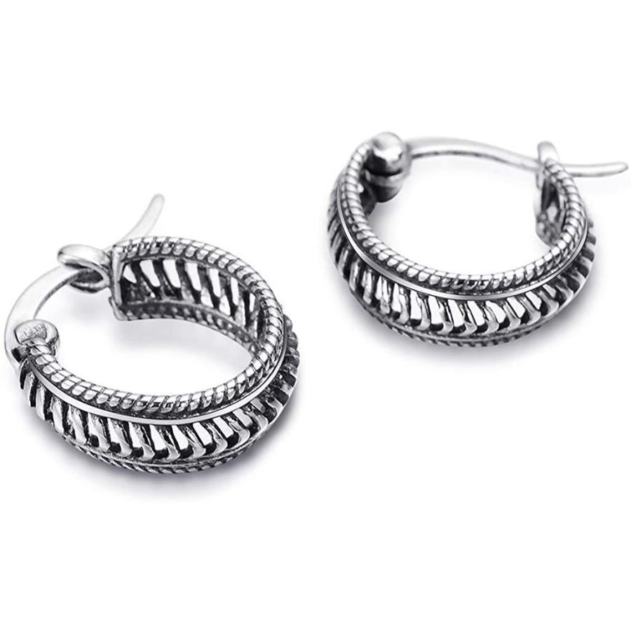 E Floral フープピアス メンズ 黒 リングピアス レディース ブラック 925 純銀製 男女兼用 耳飾り アクセサリー Cutestore 通販 Yahoo ショッピング