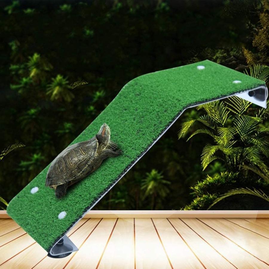 海外限定 Ibesecc 亀の日なたぼっこ台 カメはしご 両生類用 休憩テラス 自然傾斜 安定性 人工芝 カメ桟橋 亀用テラス 水槽装飾 ペット用品 Shipsctc Org