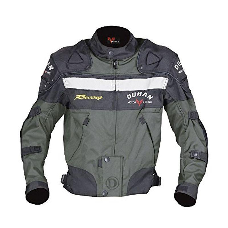 Duhan ドゥーハン バイクジャケット プロテクター付 ライディングジャケット L モスグリーンオールシーズン 春夏秋冬用 おしゃれ