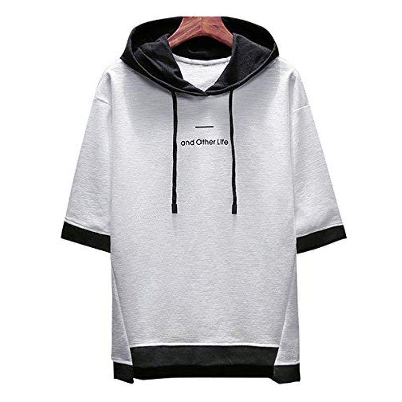 色々な 夏服 メンズ Tシャツ 半袖 無地 七分袖 パーカー おしゃれ 大きいサイズ カットソートップス フード付き インナー ゆったり カ