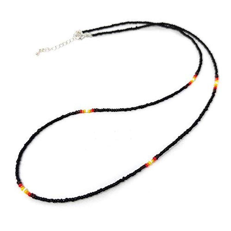 グランドセール メンズ ビーズ ネックレス ネイティブ インディアン シンプル ブラック Lgnk 008a