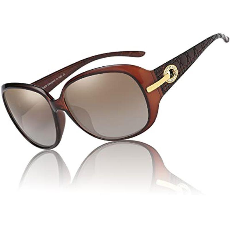 DUCO サングラス レディース ブラウン uvカット uv400 偏光 レンズ ファッションなデザイン sunglasses women スポーツサングラス