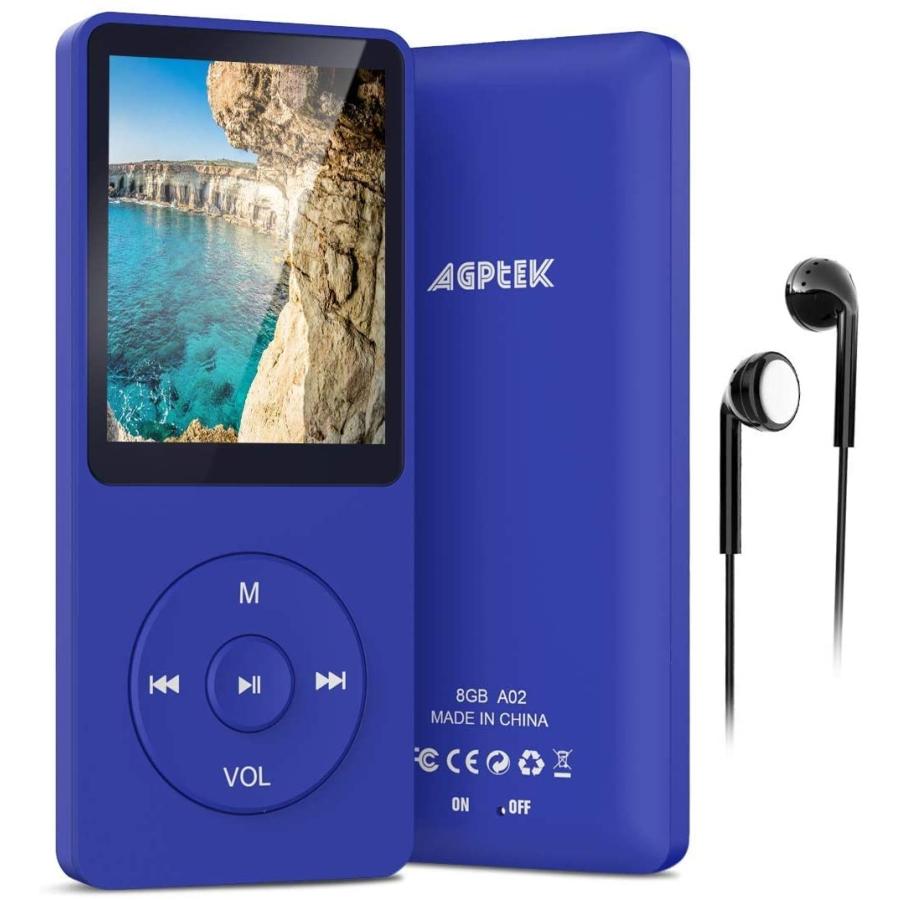 AGPtEK A02 音楽再生なら最大70時間のロスレスサウンドMP3プレーヤー（容量8GB)（ディープブルー） abagptek