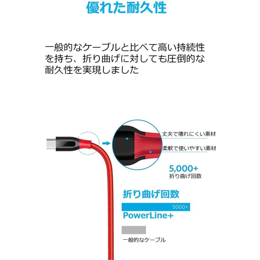 Anker PowerLine+ USB-C & USB-A 3.0 ケーブル (0.9m レッド) Galaxy S10 / S10+ / S9 /｜cuttingedgemss｜03