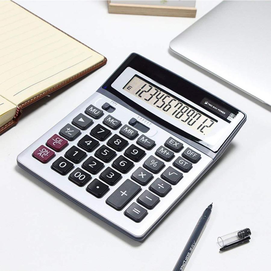 1080円 日本製 Offidix 電卓 12桁 計算機 大型 簿記 卓上計算機 おしゃれ 大型ディスプレイ ソーラー電卓 ソーラーと電池二重電源 携帯便利