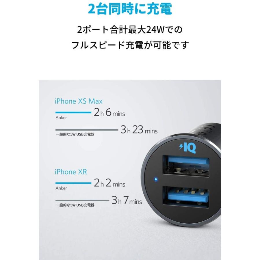 Anker PowerDrive 2 Alloy（24W 2ポートカーチャージャー)【PowerIQ搭載/コンパクトサイズ】iPhone |  | 10
