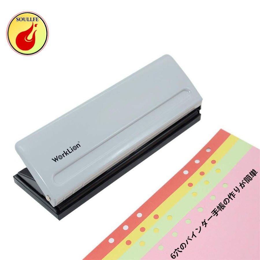 WORKLION 穴あけパンチ 6穴 用紙サイズガイド ダスターカバー付き