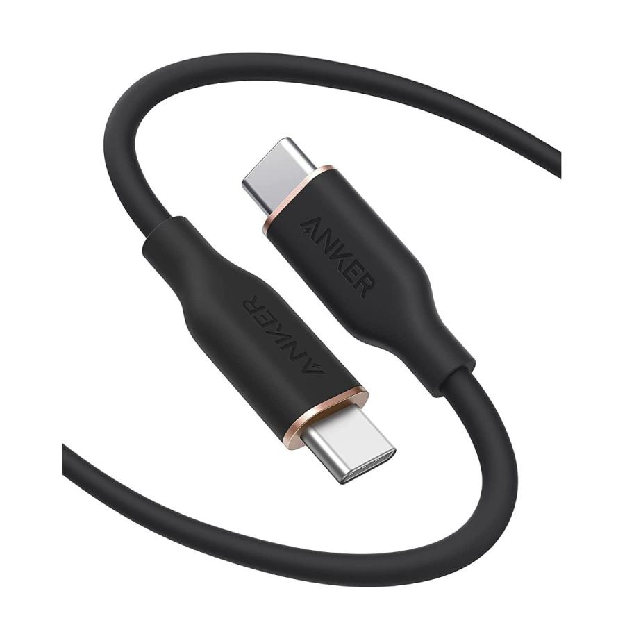Anker PowerLine III Flow USB-C & USB-C ケーブル Anker絡まないケーブル PD対応 シリコン素材採用100W (1.8m ミッドナイトブラック) | Anker | 01