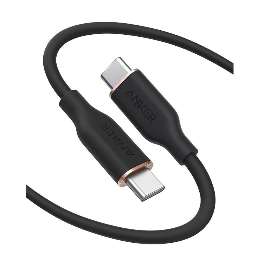 Anker PowerLine III Flow USB-C & USB-C ケーブル Anker絡まないケーブル PD対応 シリコン素材採用100W (1.8m ミッドナイトブラック)｜cuttingedgemss｜02