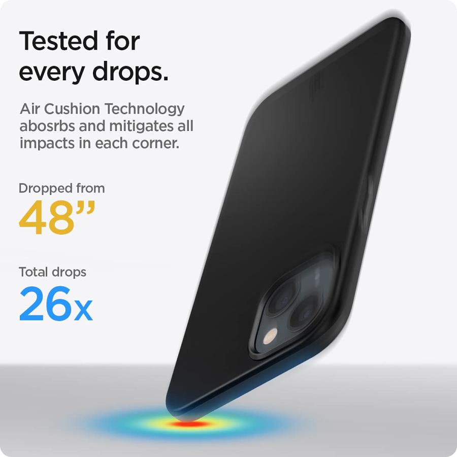 Spigen iPhone13Miniケース 耐衝撃 マット感 米軍MIL規格取得 厚さ1.55mm 2重構造 PC素材 さらさら 超極薄 レンズ保護 シン・フィット ACS03678 (ブラック) | Spigen | 03