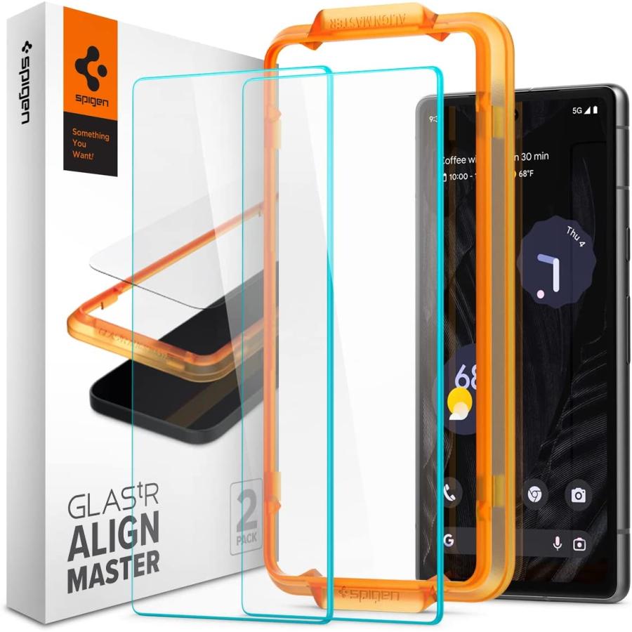 Spigen AlignMaster ガラスフィルム Google Pixel 7a 用 ガイド枠付き pixel 7a 対応 保護 フィルム