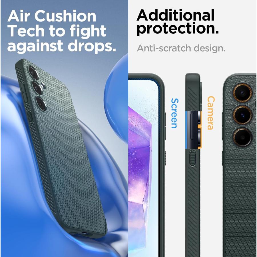 Spigen Galaxy A55 5G ケース TPU ソフトケース 耐衝撃 米軍MIL規格取得 リキッド・エアー ACS07527 (アビス・グリーン)｜cuttingedgemss｜04