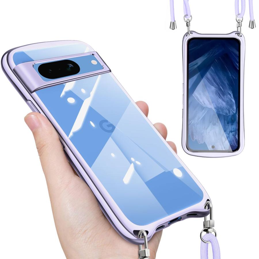 Google Pixel 8a ケース クリア ショルダー ストラップ付き 透明