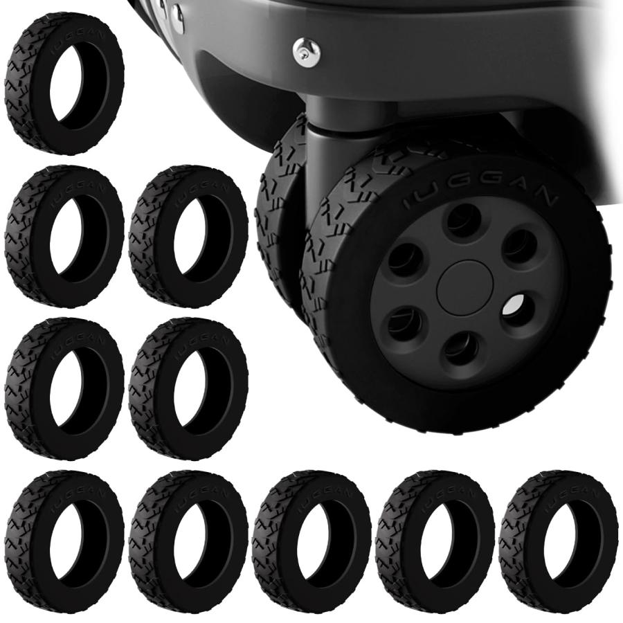 [IUGGAN] キャスターカバー スーツケース タイヤカバー 10個セット(矢印, ブラック, Lサイズ(5.6〜6.0cmの車輪に適合)) | 