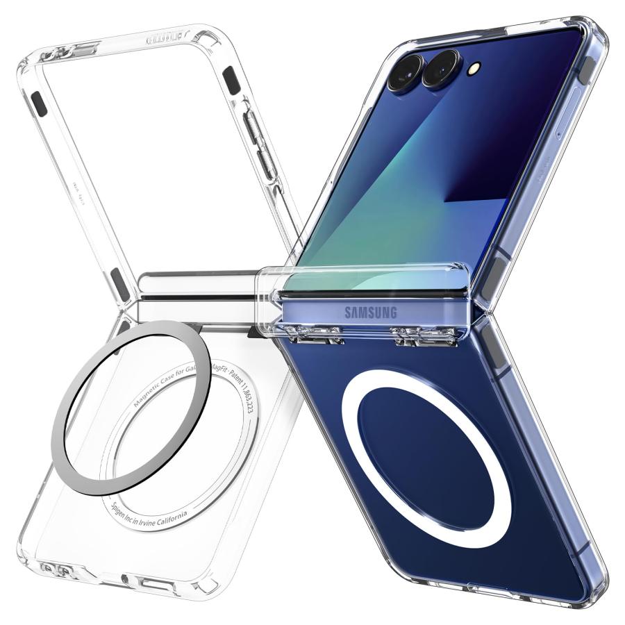 Spigen Galaxy Z Flip7 ケース クリア ヒンジ保護 MagFit対応 米軍MIL