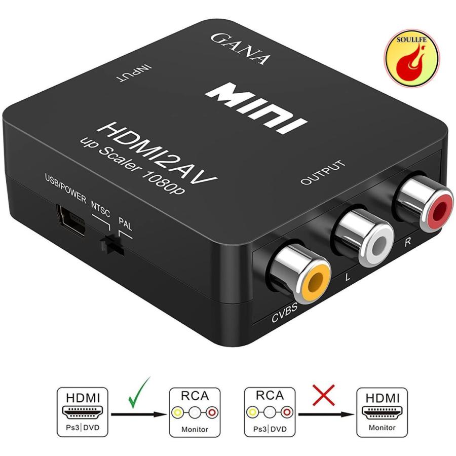 ☆HDMIとコンポジットの同時出力 対応 アナログ 変換 アダプター HDMI to RCA 変換コンバーター GANA AV コンポジット HDMIからアナログ