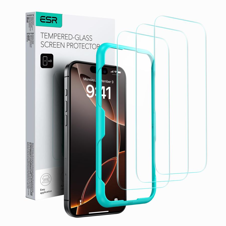ESR iPhone 16 Pro ガラスフィルム スクリーン保護フィルム3枚 強化