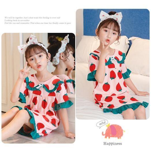 子供パジャマ 夏 セットアップ ルームウェア ワンピース 可愛い 女の子 子ども用パジャマ 寝巻き 薄手 部屋