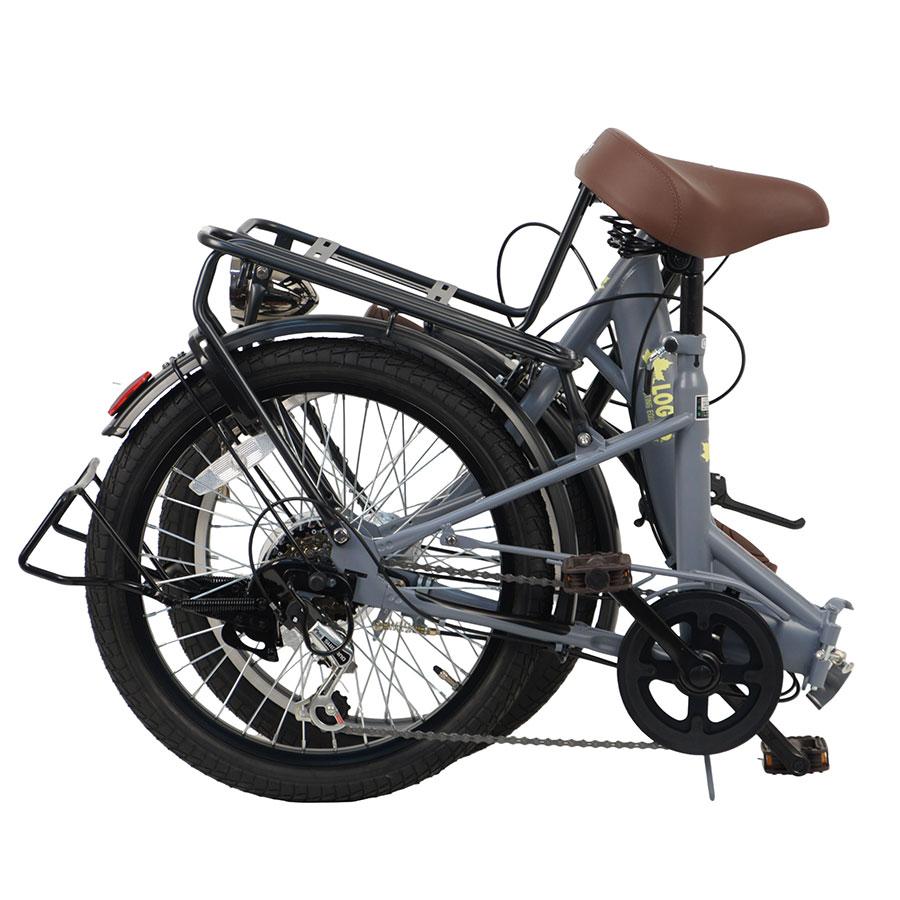 美品　デザイナー折りたたみ自転車 ブリックレッド1 LOGOS 20型折り畳み自転車 | 前後キャリア付き - 電動アシスト