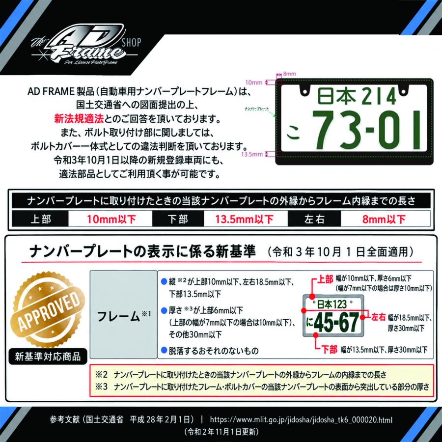 ナンバーフレーム INDEPENDENT RAISED 3D 立体 新法規対応品 普通車 軽