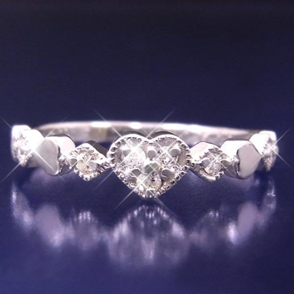 ダイヤモンドストーンリング サイズ9号 TS】ハートダイヤリング 指輪 セブンストーンリング 9号