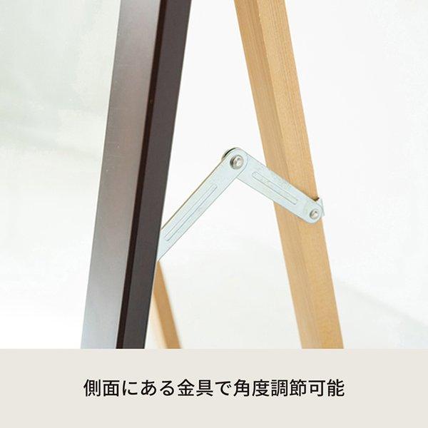 【TS】フック付きスタンドミラー(ブラウン/茶) 幅35cm 鏡/カガミ/姿見/全身鏡/木製/飛散防止加工/日本製/収納/ラック/ハンガー/北欧風/折りたたみ/SEN-021_2