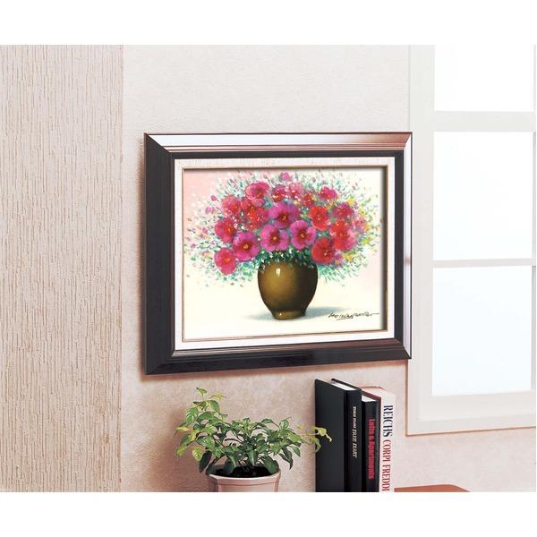 TS】油絵額 フレームセット オンタケF6号 桑山茂 「赤い花」 433×525×