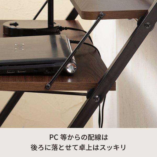 TS】棚付折りたたみワークデスク(ハイタイプ/ブラウン) 幅80cm