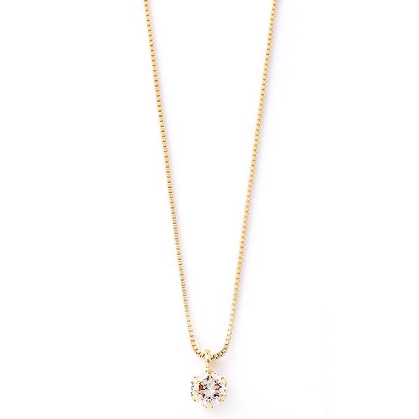 【TS】ダイヤモンド ネックレス 0.1ct K18イエローゴールド 一粒 6本爪 シンプル ダイヤネックレス ペンダント 鑑別カード付き