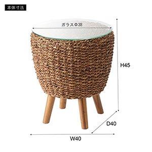【TS】アバカ サイドテーブル 約 幅40×奥行40×高さ45cm ガラス天板 アジアンテイスト テーブル ソファテーブル インテリア家具_4